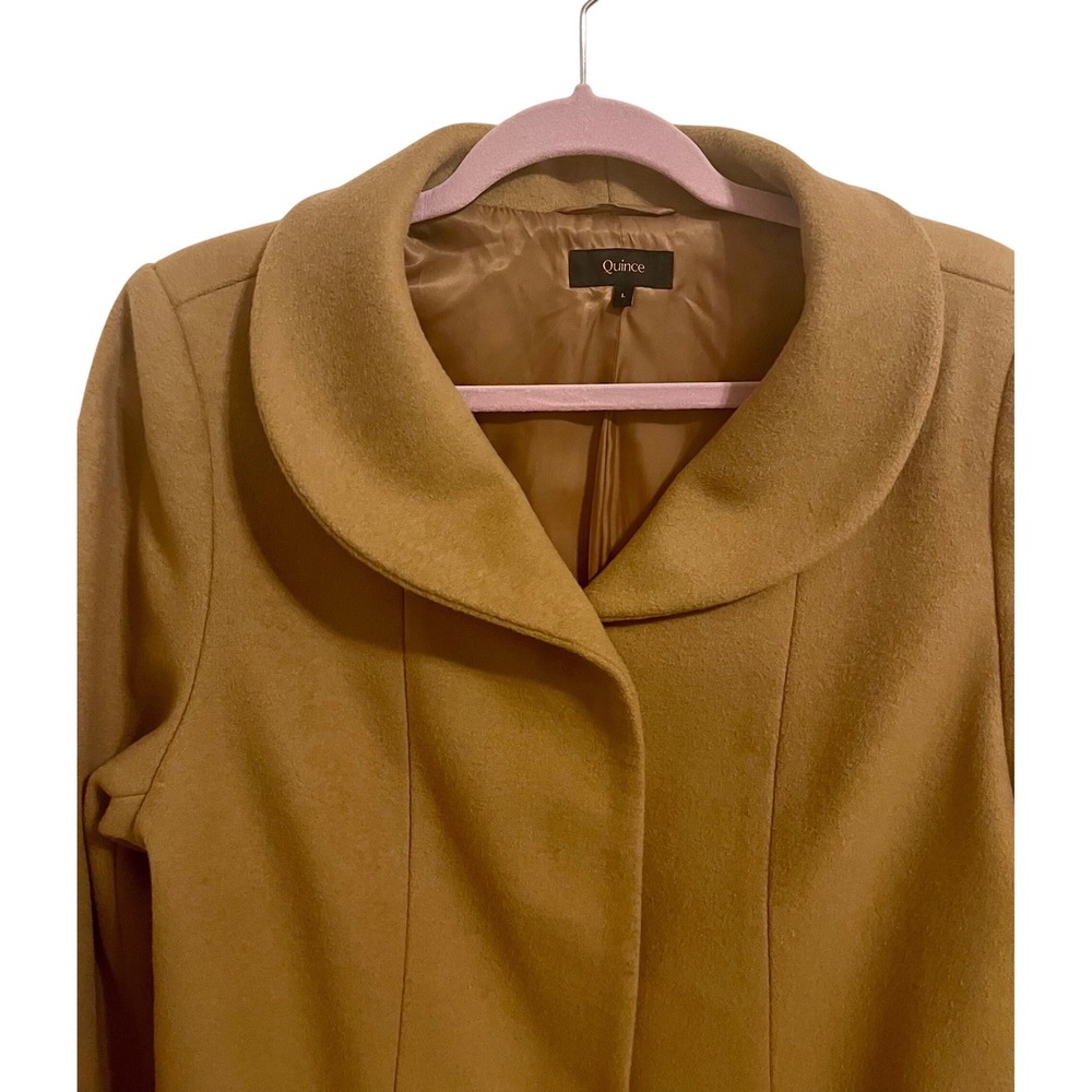 Quince Italian Wool Cocoon Coat L Caramel - Picture 3 of 7